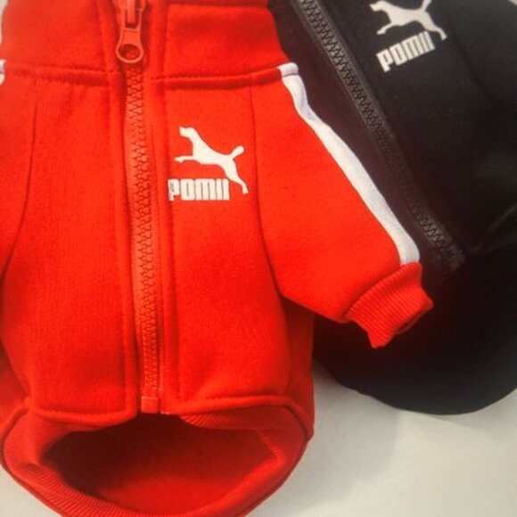 Dog/Puppy Pet-RED L POMII Designer Inspired Fleece Zip Up Jacket Coat Apparel - Picture 2 of 3